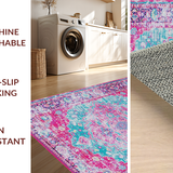 Ultra Soft Area Rug, Non Slip, Stain Resistant, Washable Area Rugs for Living Room, Bedroom, Luxurious Vintage Textured Elements(Pink)