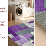 Ultra Soft Area Rug, Non Slip, Stain Resistant, Washable Area Rugs for Living Room, Bedroom, Stylish Lattice Patterned Elegance(Purple)