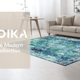 Ultra Soft Area Rug, Non Slip, Stain Resistant, Washable Area Rugs for Living Room, Bedroom, Whimsical Nautical Area Rug with Colorful Seahorse and Wave Design(Blue)