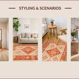 Ultra Soft Area Rug, Non Slip, Stain Resistant, Washable Area Rugs for Living Room, Bedroom, Elegant Vintage Patterned Accent(Red)