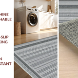Ultra Soft Area Rug, Non Slip, Stain Resistant, Washable Area Rugs for Living Room, Bedroom, Stylish Geometric Black Tones(Gray)