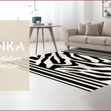 Ultra Soft Area Rug, Non Slip, Stain Resistant, Washable Area Rugs for Living Room, Bedroom, Contemporary Zebra Print Elegance(Black)