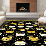 Ultra Soft Area Rug, Non Slip, Stain Resistant, Washable Area Rugs for Living Room, Bedroom, Trendy Feline Inspired Welcome Mat(Black)