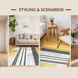 Ultra Soft Area Rug, Non Slip, Stain Resistant, Washable Area Rugs for Living Room, Bedroom, Sleek Modern Geometric Fusion(Gold)