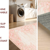 Ultra Soft Area Rug, Non Slip, Stain Resistant, Washable Area Rugs for Living Room, Bedroom, Lively Creamy Ogee Style(Pink)