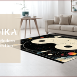 Ultra Soft Area Rug, Non Slip, Stain Resistant, Washable Area Rugs for Living Room, Bedroom, Trippy Multi-Colored Circular Aesthetic(Black)