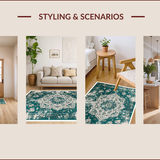 Ultra Soft Area Rug, Non Slip, Stain Resistant, Washable Area Rugs for Living Room, Bedroom, Boho Green Bedroom Rug for Minimalist Decor(Green)