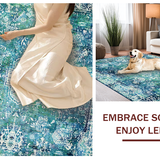 Ultra Soft Area Rug, Non Slip, Stain Resistant, Washable Area Rugs for Living Room, Bedroom, Whimsical Nautical Area Rug with Colorful Seahorse and Wave Design(Blue)