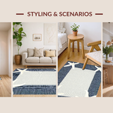 Ultra Soft Area Rug, Non Slip, Stain Resistant, Washable Area Rugs for Living Room, Bedroom, Rustic Oceanic Stripe Fusion(Blue)