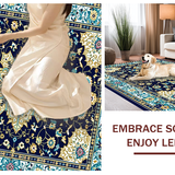 Ultra Soft Area Rug, Non Slip, Stain Resistant, Washable Area Rugs for Living Room, Bedroom, Vibrant Rustic Center Medallion(Blue)