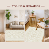 Ultra Soft Area Rug, Non Slip, Stain Resistant, Washable Area Rugs for Living Room, Bedroom, Rustic Textured Diamond Pattern(Beige)
