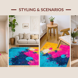 Ultra Soft Area Rug, Non Slip, Stain Resistant, Washable Area Rugs for Living Room, Bedroom, Energetic Hues in Contemporary Style(Yellow)