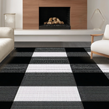 Ultra Soft Area Rug, Non Slip, Stain Resistant, Washable Area Rugs for Living Room, Bedroom, Chic Cozy Striped Arrangement(Black)