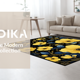 Ultra Soft Area Rug, Non Slip, Stain Resistant, Washable Area Rugs for Living Room, Bedroom, Bold Black and Yellow Petals(Yellow)