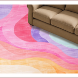 Ultra Soft Area Rug, Non Slip, Stain Resistant, Washable Area Rugs for Living Room, Bedroom, Charming Pastel Tie Dye Aesthetic(Pink)