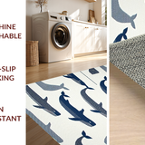 Ultra Soft Area Rug, Non Slip, Stain Resistant, Washable Area Rugs for Living Room, Bedroom, Coastal Grey Whale Artistry(White)