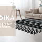 Ultra Soft Area Rug, Non Slip, Stain Resistant, Washable Area Rugs for Living Room, Bedroom, Chic Black and White Geometric Rug, Handcrafted Design for Modern Decor(Black)