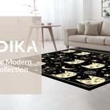 Ultra Soft Area Rug, Non Slip, Stain Resistant, Washable Area Rugs for Living Room, Bedroom, Artistic Black Cat Head Visual(Black)
