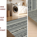 Ultra Soft Area Rug, Non Slip, Stain Resistant, Washable Area Rugs for Living Room, Bedroom, Wild Savanna Inspired Carpet With Sophisticated Contrast Line Arrangement(Black)