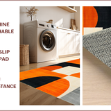 Ultra Soft Area Rug, Non Slip, Stain Resistant, Washable Area Rugs for Living Room, Bedroom, Vibrant Retro Abstract Geometry(Orange)
