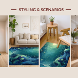Ultra Soft Area Rug, Non Slip, Stain Resistant, Washable Area Rugs for Living Room, Bedroom, Marine Life Accent Rug - Sea Creature Art Decorative Carpet(Blue)