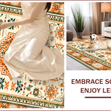 Ultra Soft Area Rug, Non Slip, Stain Resistant, Washable Area Rugs for Living Room, Bedroom, Dark Orange and Green Dorm Rug for Cozy Spaces(Beige)