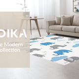 Ultra Soft Area Rug, Non Slip, Stain Resistant, Washable Area Rugs for Living Room, Bedroom, Modern Pastel Animal Design(Gray)