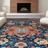 Rustic Blue Tones Abstract Motif(Blue)