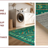 Ultra Soft Area Rug, Non Slip, Stain Resistant, Washable Area Rugs for Living Room, Bedroom, Chic Antique Green Floral Motif(Blue)