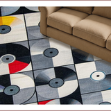 Ultra Soft Area Rug, Non Slip, Stain Resistant, Washable Area Rugs for Living Room, Bedroom, Contemporary Circular Patterned Motif(Gray)