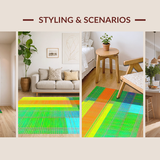 Ultra Soft Area Rug, Non Slip, Stain Resistant, Washable Area Rugs for Living Room, Bedroom, Soft Green Geometric Lines(Yellow)