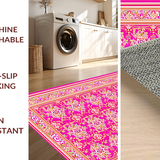 Ultra Soft Area Rug, Non Slip, Stain Resistant, Washable Area Rugs for Living Room, Bedroom, Whimsical Colorful Tiled Pattern(Pink)