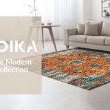 Ultra Soft Area Rug, Non Slip, Stain Resistant, Washable Area Rugs for Living Room, Bedroom, Rustic Faded Floral Charm(Orange)