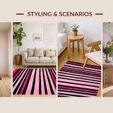 Ultra Soft Area Rug, Non Slip, Stain Resistant, Washable Area Rugs for Living Room, Bedroom, Lively Zebra-Inspired Color Fusion(Pink)