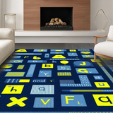 Ultra Soft Area Rug, Non Slip, Stain Resistant, Washable Area Rugs for Living Room, Bedroom, Stylish Alphabetic Whirl Pattern(Blue)