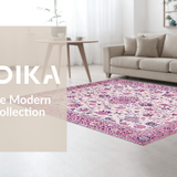 Ultra Soft Area Rug, Non Slip, Stain Resistant, Washable Area Rugs for Living Room, Bedroom, Sophisticated Earthy Floral Geometry(Pink)
