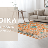 Ultra Soft Area Rug, Non Slip, Stain Resistant, Washable Area Rugs for Living Room, Bedroom, Rustic Retro Patterned Delight(Orange)