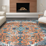 Ultra Soft Area Rug, Non Slip, Stain Resistant, Washable Area Rugs for Living Room, Bedroom, Sophisticated Rust Ogee Pattern(Orange)