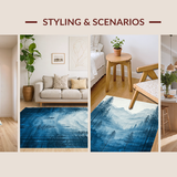 Ultra Soft Area Rug, Non Slip, Stain Resistant, Washable Area Rugs for Living Room, Bedroom, Serene Misty Forest Aesthetic(Blue)