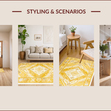 Ultra Soft Area Rug, Non Slip, Stain Resistant, Washable Area Rugs for Living Room, Bedroom, Vibrant Floral Transitional Aesthetic(Yellow)