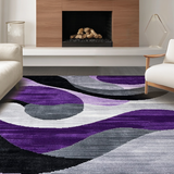 Ultra Soft Area Rug, Non Slip, Stain Resistant, Washable Area Rugs for Living Room, Bedroom, Luxurious Purple Grey Flowing Patterns(Purple)