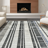 Ultra Soft Area Rug, Non Slip, Stain Resistant, Washable Area Rugs for Living Room, Bedroom, KaHouen Modern Stripe Accent Rug Black and White Outdoor Carpet(Black)