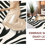 Ultra Soft Area Rug, Non Slip, Stain Resistant, Washable Area Rugs for Living Room, Bedroom, Artistic Monochrome Wildlife Pattern Rug With Minimalist Stripe Aesthetic(Black)
