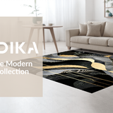 Ultra Soft Area Rug, Non Slip, Stain Resistant, Washable Area Rugs for Living Room, Bedroom, Rustic Minimalist Grayscale Theme(Black)