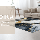 Ultra Soft Area Rug, Non Slip, Stain Resistant, Washable Area Rugs for Living Room, Bedroom, Minimalist Abstract Swirl Artistry(Black)
