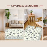 Ultra Soft Area Rug, Non Slip, Stain Resistant, Washable Area Rugs for Living Room, Bedroom, Stylish Round Grey Ivory Animal Pattern(Beige)