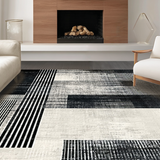 Ultra Soft Area Rug, Non Slip, Stain Resistant, Washable Area Rugs for Living Room, Bedroom, Artisan Stripe Rug with Asymmetric Linear Graphics and Abstract Touch(Gray)