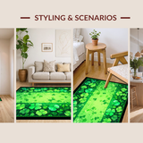 Ultra Soft Area Rug, Non Slip, Stain Resistant, Washable Area Rugs for Living Room, Bedroom, Cozy White and Green Palette(Green)
