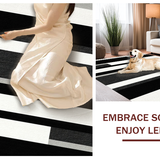 Ultra Soft Area Rug, Non Slip, Stain Resistant, Washable Area Rugs for Living Room, Bedroom, Chic Monochrome Striped Rug for Trendy Home Aesthetic(Black)