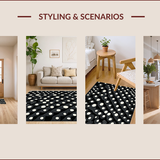 Ultra Soft Area Rug, Non Slip, Stain Resistant, Washable Area Rugs for Living Room, Bedroom, Elegant Earthy Toned Patterns(Black)